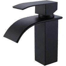 Grifo de baño con Control de temperatura ajustable, manija única, acabado negro mate para fregadero, duradero a prueba