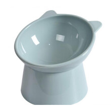 Gekantelde kattenvoerbak, snorhaarvriendelijk, anti-braken, schuine kattenbak, grijs keramiek voor katten