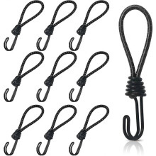 10-pack rubberen bungeekoorden met spiraalhaken, 15 cm korte zeilbinders, universele koordbinders voor kamperen en baga