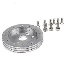 0.5 Inch 6 Hole Steering Wheel Spacer, Black Silver Billet Aluminum, Compatible with 3 Hole Adapter Boss Kit