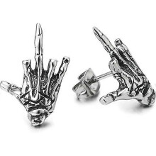 Vintage-Skelett-Ohrstecker aus Edelstahl für Herren und Damen mit Schraubverschluss, Punkrock-Gothic-Stil, 5 Paar