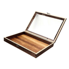 (36.5cmx26cmx5.5CM) Wood Specimen Display Case with Clear Lid for Dried Flowers Jewelry Desktop Decoration 31x22x4cm