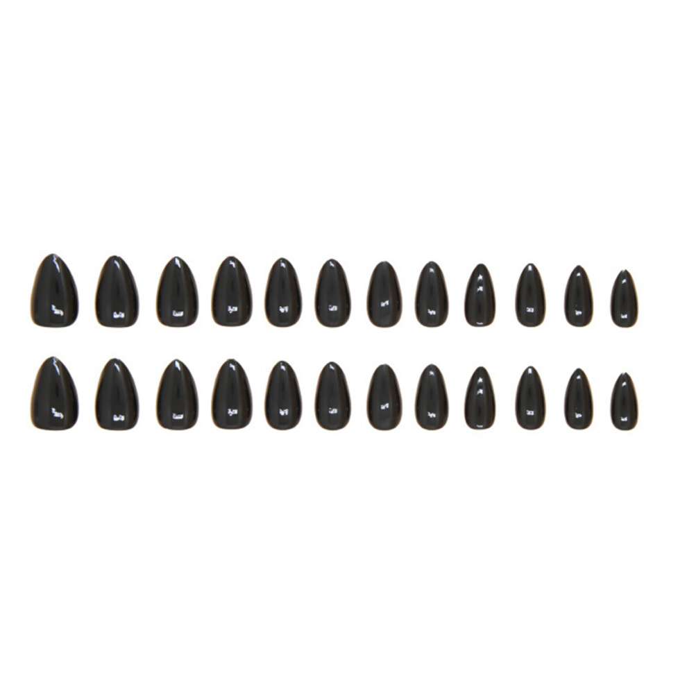 Creation-3C 24Pcs Black Almond Press On Nails Salon Supply