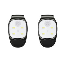 Luci di sicurezza LED a clip da esterno, confezione da 2, luce riflettente ricaricabile tramite USB, plastica, nero, 6,