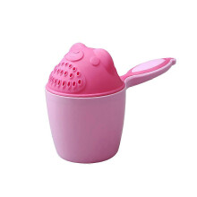 (Pink) Baby Shampoo Rinse Cup for Bath Hair Washing with Face and Eye Protection Green