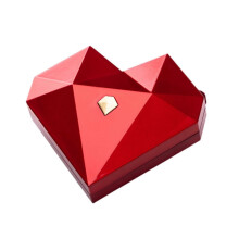 (Red, 8.5cmx8.5cmx3cm) Popup Heart Ring Box for Wedding Proposal, Red Plastic Jewelry Case with Spring Display