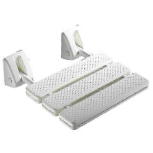 (White) Taittuva seinään kiinnitettävä suihkuistuin, massiivi ABS-muovia, tukee 130 kg, 32x32 cm istuinpinta-ala pieniin kylpyhuonetiloihin