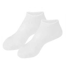 (White) Silicone Socks for Moisturizing Foot Care, Anti-Slip Elastic Gel Sleeves, White Pink Skin Color