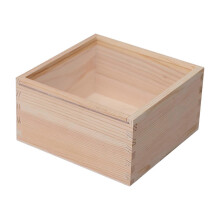 (15cmx15cmx10cm) Wooden Jewelry Storage Box with Clear Lid for Crafts Display DIY Unfinished Wood Box 12x12x8cm