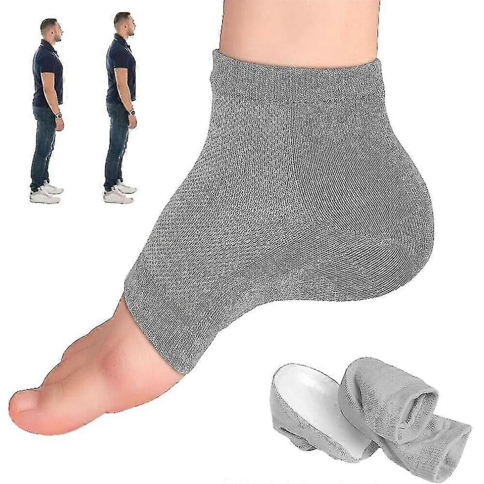 (Gray, 3.5cm) Rizzsoles Height Max Socks, Invisible Design Heel Protective Insoles for Breathable Height Increase