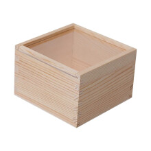 (12cmx12cmx8cm) Wooden Jewelry Storage Box with Clear Lid for DIY Crafts Display Organizer