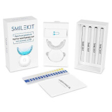 (White) Red Light LED Teeth Whitening Device, Infrared Gum Care, Cordless USB Rechargeable, Double-sided Tray, for Home Use