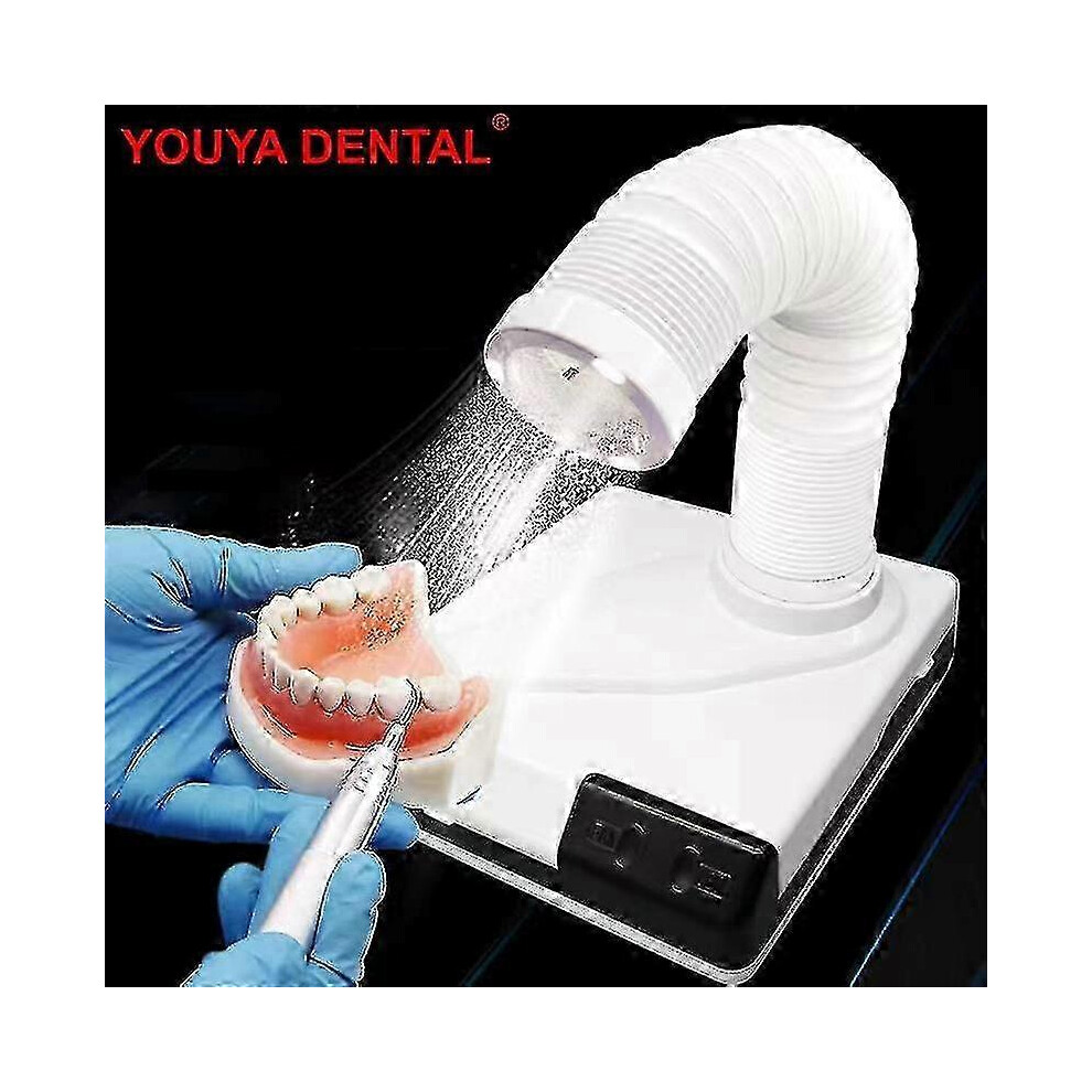 (US Plug) Desktop Dust Collector Extractor, 60W 45dB, Replaceable Filter, 3 LED Lamps, for Dental Lab Nail Salon, 100-240V, White
