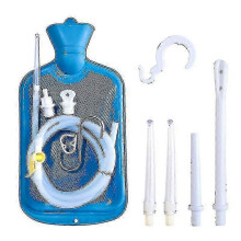 (Blue) Einlaufbeutel-Set (2 l, wiederverwendbar), 3 Einlaufspitzen, 152 cm Silikonschlauch, Durchflussreglerklemme für Zuhause und unterwegs