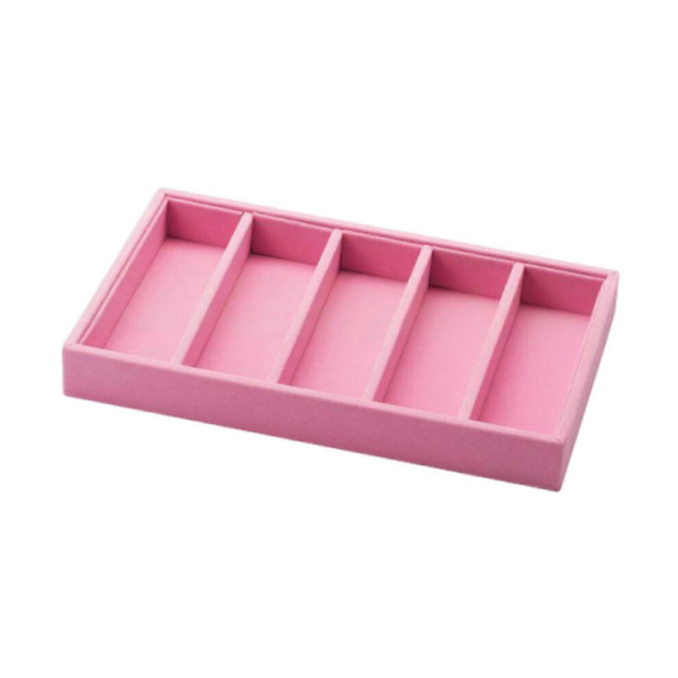 (pink) Sunglasses Organizer Tray 5 Slots Stackable Sturdy Velvet Eyeglasses Display