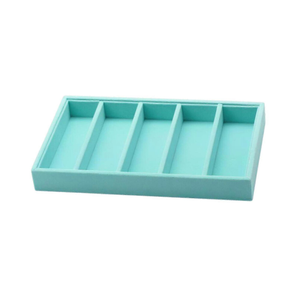 (blue) Sunglasses Organizer Tray 5 Slots Stackable Sturdy Velvet Eyeglasses Display
