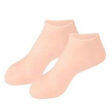 (Yellow) Silicone Socks for Moisturizing Foot Care, Anti-Slip Elastic Gel Sleeves, White Pink Skin Color