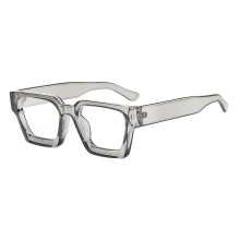 (Grey) Glasses Retro Square Frame PC Blue Light Blocking UV Protection Flat-Light Eyewear Vacation Daily Wear Accessory