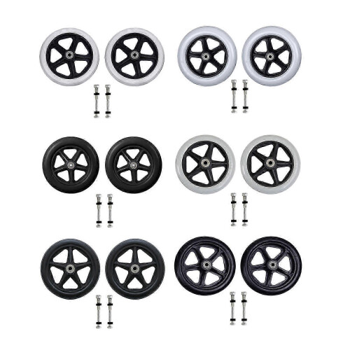 (black, 6) Rodas dianteiras para cadeira de rodas 2 unidades 6/7/8 polegadas, compatível com maioria das cadeiras de rodas elétricas, material PVC
