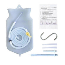 (2l silicone bag) Enema Bag Cleaning Kit 2L Capacity with Flow Control Valve Hose Tips Hook for Home Colon Cleansing
