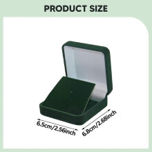 (Green White) Velvet Display Box Jewelry Organizer, 2.56x2.68x1.10 Inch Scratch Resistant Storage Box for Brooches Medals Coins