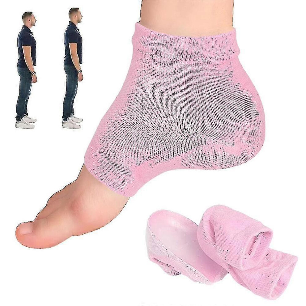 (Pink, 3.5cm) Rizzsoles Height Max Socks, Invisible Design Heel Protective Insoles for Breathable Height Increase