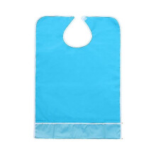 (blue, style1) Adult Bibs Washable Reusable Waterproof Clothing Protector with Food Collector