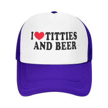 (4) Trucker-Cap mit „I Heart Titties And Beer“-Aufdruck, Unisex-Kappe, Einheitsgröße, verstellbar, aus Polyester, lässige Outdoor-Kappe