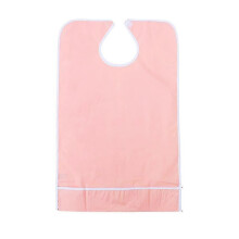 (pink, style2) Adult Bibs Washable Reusable Waterproof Clothing Protector with Food Collector