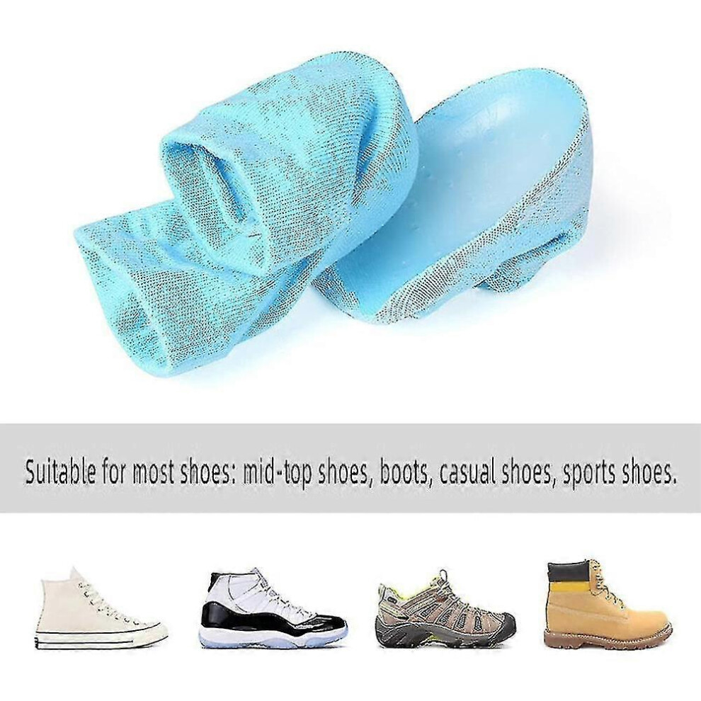 (Blue, 3.5cm) Rizzsoles Height Max Socks, Invisible Design Heel Protective Insoles for Breathable Height Increase