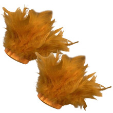 (Orange) Manchettes médiévales en plumes, bracelets élastiques en véritables plumes pour costumes, événements et décoration photo, 1 paire