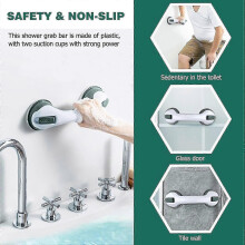 (Gray Green) Duschhaltegriff mit 2 starken Saugnäpfen, kein Bohren erforderlich, für Bad und Dusche, für Senioren und Menschen mit Behinderung
