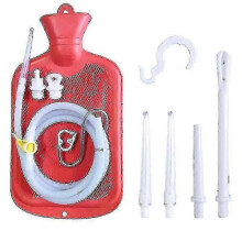(Red) Einlaufbeutel-Set (2 l, wiederverwendbar), 3 Einlaufspitzen, 152 cm Silikonschlauch, Durchflussreglerklemme für Zuhause und unterwegs