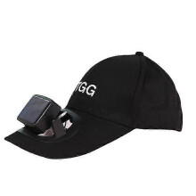(Black) Czapka z daszkiem solarnym, odłączany wentylator, szerokie rondo, podwójne ładowanie USB, regulowany rozmiar, 16 godzin pracy, filtr UV