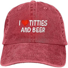(14) Gorra de camionero, estampado "I Heart Titties And Beer", unisex, ajustable, talla única, poliéster, informal, para exteriores.
