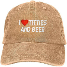 (16) Gorra de camionero, estampado "I Heart Titties And Beer", unisex, ajustable, talla única, poliéster, informal, para exteriores.