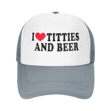 (10) Gorra de camionero, estampado "I Heart Titties And Beer", unisex, ajustable, talla única, poliéster, informal, para exteriores.