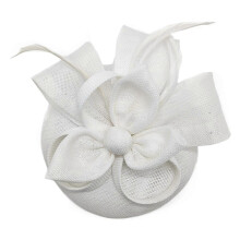 (White) Adjustable Pillbox Hat Detachable Veils Imitation Linen 55-60cm for Bridal Church Wedding Party Occasion