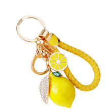 (Yellow rope) Schlüsselanhänger in Zitronenform, robuste Metallkonstruktion, 4 Seilfarben zur Auswahl, leicht (40 g), 10,5 cm lang