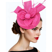 (Beige) Adjustable Pillbox Hat Detachable Veils Imitation Linen 55-60cm for Bridal Church Wedding Party Occasion