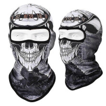 (S20) Skull Print Balaclava Full Face Cover Elastic Neck Gaiter for Outdoor Fishing Hunting Hiking Cycling