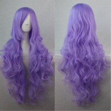 (Light Purple) Damespruik met lange krullen voor een volle bos haar, 80 cm (31 inch), synthetische golvende pruik voor anime cosplayfeestjes