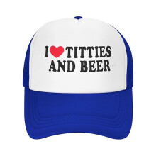 (5) Gorra de camionero, estampado "I Heart Titties And Beer", unisex, talla única, ajustable, poliéster, informal, para exteriores.