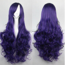 (Purple) Damespruik met lange krullen voor een volle bos haar, 80 cm (31 inch), synthetische golvende pruik voor anime cosplayfeestjes