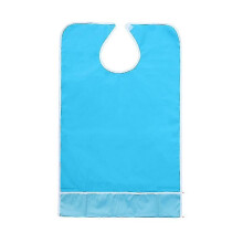 (blue, style2) Adult Bibs Washable Reusable Waterproof Clothing Protector with Food Collector