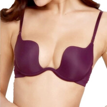 (Purple, 32B) Damen-Push-up-BH mit tiefem U-Ausschnitt, wandelbar und vielseitig tragbar, Nylon-Spandex, Haken- und Ösenverschluss, nur Handwäsche