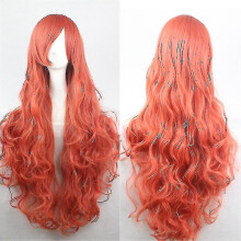 (Orange) Dámska dlhá kučeravá parochňa na celú hlavu 80 cm 31 palcov syntetická vlnitá parochňa pre anime cosplay párty