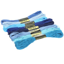 (Blue) Fil à broder, 8 écheveaux de 7,5 m en coton pour point de croix, broderie, loisirs créatifs, couture, bracelets, art du fil et pompons