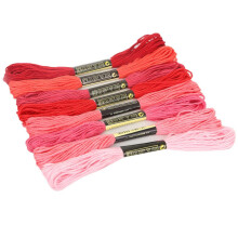 (Red) Fil à broder, 8 écheveaux de 7,5 m en coton pour point de croix, broderie, loisirs créatifs, couture, bracelets, art du fil et pompons