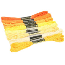 (Yellow) Embroidery Thread 8 Skeins 7.5m Cotton for Cross Stitch Embroidery DIY Craft Sewing Bracelets String Art Tassels